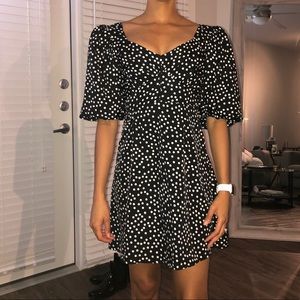 Polka Dot Puff Sleeve Mini Dress